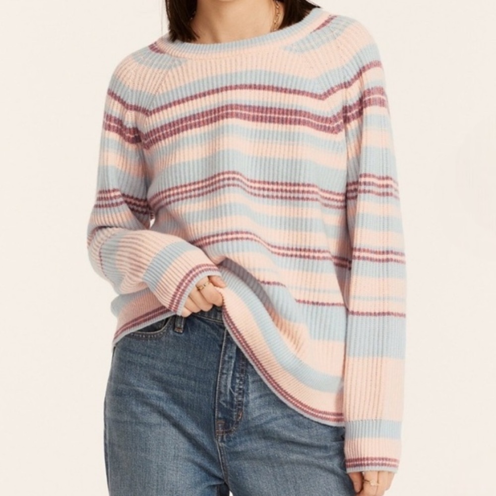 J. Crew | Cashmere Ribbed Crewneck Sweatshirt Sweater In Stripe
